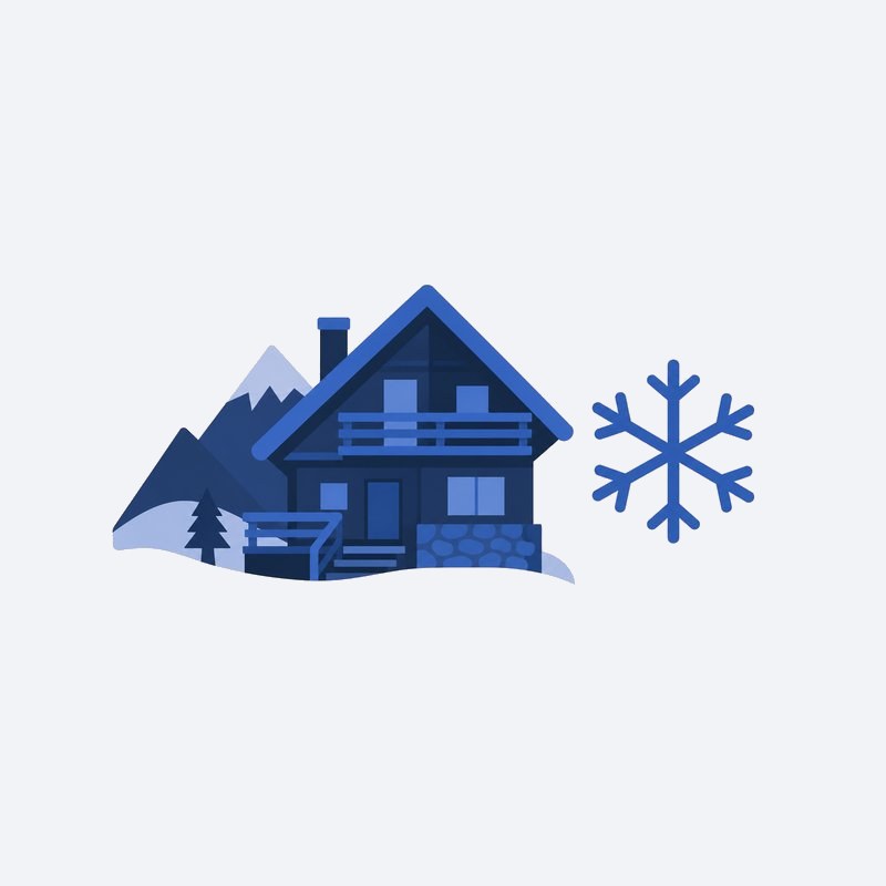 Chalet de montagne sous la neige, illustration